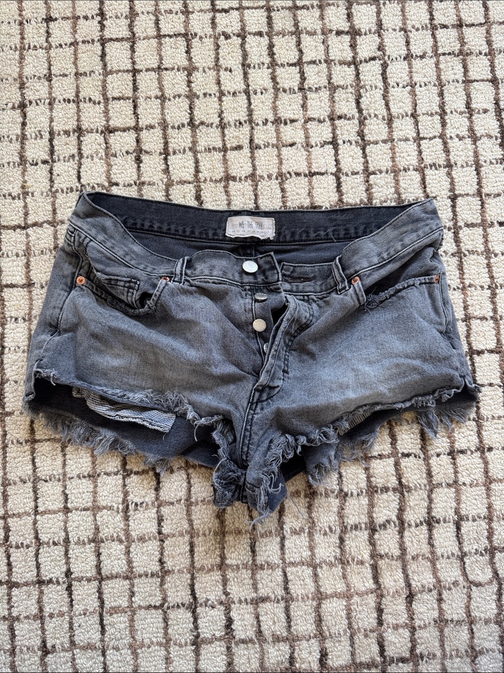 We The Free Distressed Cutoff Jean Shorts - Charcoal Gray